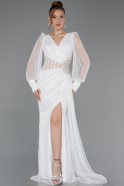 Robe de Soirée Longue Dantelle Blanc ABU6016