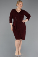Robe De Invitation Grande Taille Midi Rouge Bordeaux ABK2595