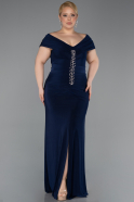 Robe De Soirée Grande Taille Longue Bleu Marine ABU5900