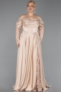 Robe Grande Taille Satin Longue Or ABU5261