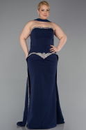 Robe de Soirée Grande Taille Longue Bleu Marine ABU6015