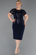 Robe De Invitation Grande Taille Midi Bleu Marine ABK2598