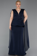 Robe de Soirée Grande Taille Longue Bleu Marine ABU5955