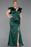 Robe De Soirée Grande Taille Satin Longue Émeraude ABU5877