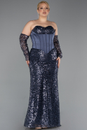 Robe De Soirée Grande Taille Longue Squameuse Anthracite ABU5928