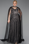 Robe de Soirée Grande Taille Longue Pierreux Noir ABU6024