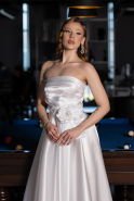 Robe de Soirée Longue Satin Blanc ABU5998