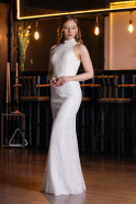 Robe de Soirée Longue Dantelle Blanc ABU5987