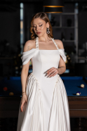 Robe de Soirée Longue Satin Blanc ABU5995