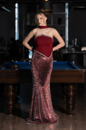 Robe Queue De Poisson Squameuse Longue Rouge Bordeaux ABU5703