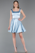 Robe de Cérémonie Courte Satin Bleu clair ABK2606