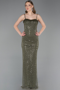 Robe de Soirée Longue Squameuse Kaki ABU6039