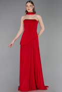 Robe de Soirée Longue Mousseline Rouge ABU6042