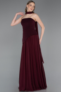 Robe de Soirée Longue Mousseline Couleur Cerise ABU6042