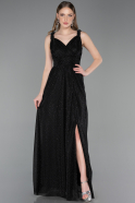 Robe de Soirée Longue Noir-Argent ABU6045