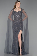 Robe De Soirée Pierreux Longue Anthracite ABU5751