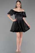 Robe de Cérémonie Courte Satin Noir ABK2605