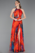 Robe de Soirée Longue Orange ABU6048