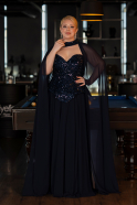 Robe De Soirée Grande Taille Longue Mousseline Bleu Marine ABU5940