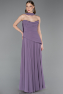 Robe De Soirée Mousseline Longue Lilas ABU5763