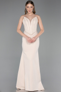 Robe De Soirée Longue Beige ABU5568