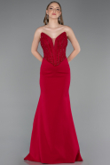 Robe De Soirée Longue Rouge ABU5568