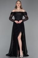 Robe De Soirée Dantelle Longue Noir ABU5653