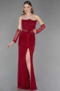 Robe De Soirée Dantelle Longue Rouge Bordeaux ABU5736