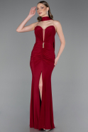 Robe de Soirée Longue Rouge Bordeaux ABU6051