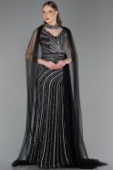 Robe de Soirée Longue Pierreux Noir ABU6052