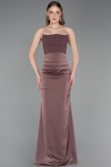 Robe De Soirée Satin Longue Brun ABU6061