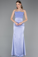 Robe de Soirée Longue Satin Bleu clair ABU6061