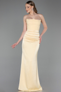 Robe de Soirée Longue Satin Jaune ABU6061