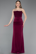 Robe de Soirée Longue Satin Couleur Cerise ABU6061