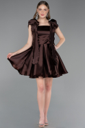 Robe de Cérémonie Courte Satin Brun ABK2607
