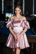 Robe de Cérémonie Courte Satin Poudre ABK2605