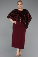 Robe De Soirée Grande Taille Midi Rouge Bordeaux ABK2609
