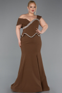 Robe de Soirée Grande Taille Longue Brun ABU6047