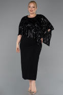 Robe De Soirée Grande Taille Midi Noir ABK2609