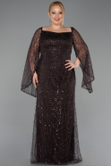 Robe De Soirée Grande Taille Perlé Longue Brun ABU5067