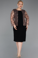Robe De Soirée Grande Taille Midi Noir-Cuivre ABK2417