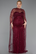 Robe De Mariée Grande Taille Perlé Longue Rouge Bordeaux ABU5328