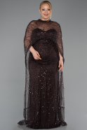 Robe De Mariée Grande Taille Perlé Longue Brun ABU5328
