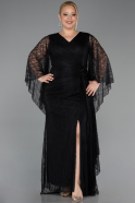 Robe De Soirée Grande Taille Longue Dantelle Noir ABU6065