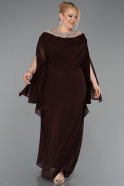 Robe De Soirée Grande Taille Longue Mousseline Brun ABU6068