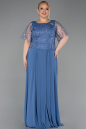 Robe Grande Taille Mousseline Longue Indigo ABU5554