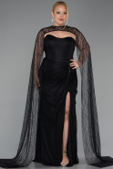 Robe De Soirée Grande Taille Longue Dantelle Noir ABU6070