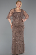 Robe De Soirée Grande Taille Perlé Longue Cuivre ABU5722