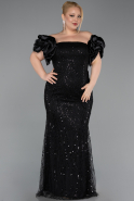 Robe Grande Taille Longue Perlé Noir ABU5948