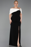 Robe De Soirée Grande Taille Longue Noir-Crème ABU3945